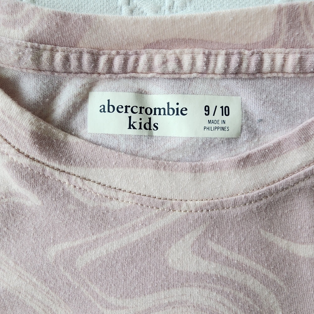 Abercrombie Kids Pink Marble Logo Tee Girls Size 9/10 Y2K Graphic - Picture 4 of 4